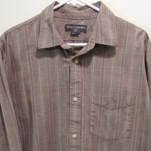 Banana Republic Mens Brown/Tan Cotton Button Down, XL